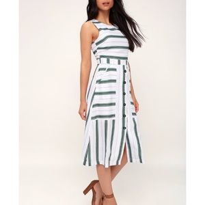 LULU’S J.O.A. Lolana Stripe Button Down Dress!